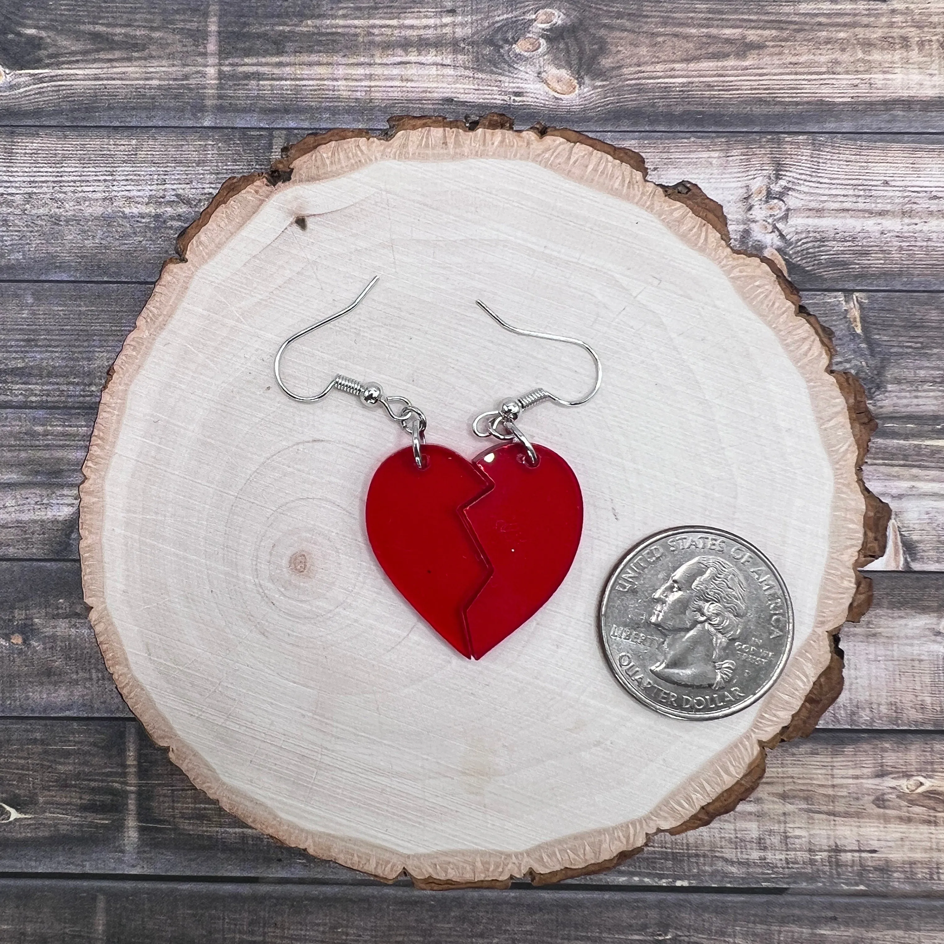 Broken Heart Laser Cut Acrylic Valentine Earrings