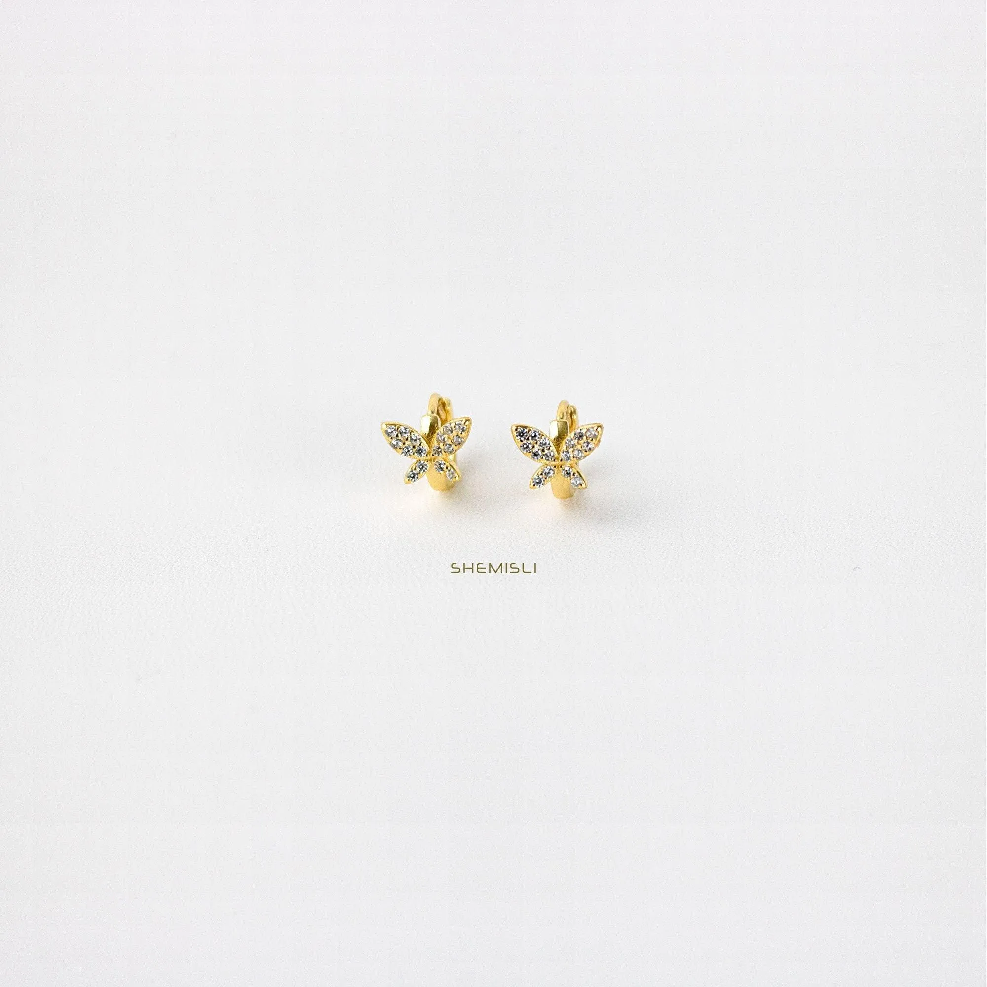 Butterfly CZ Helix Hoops, Gold, Silver SHEMISLI SH105