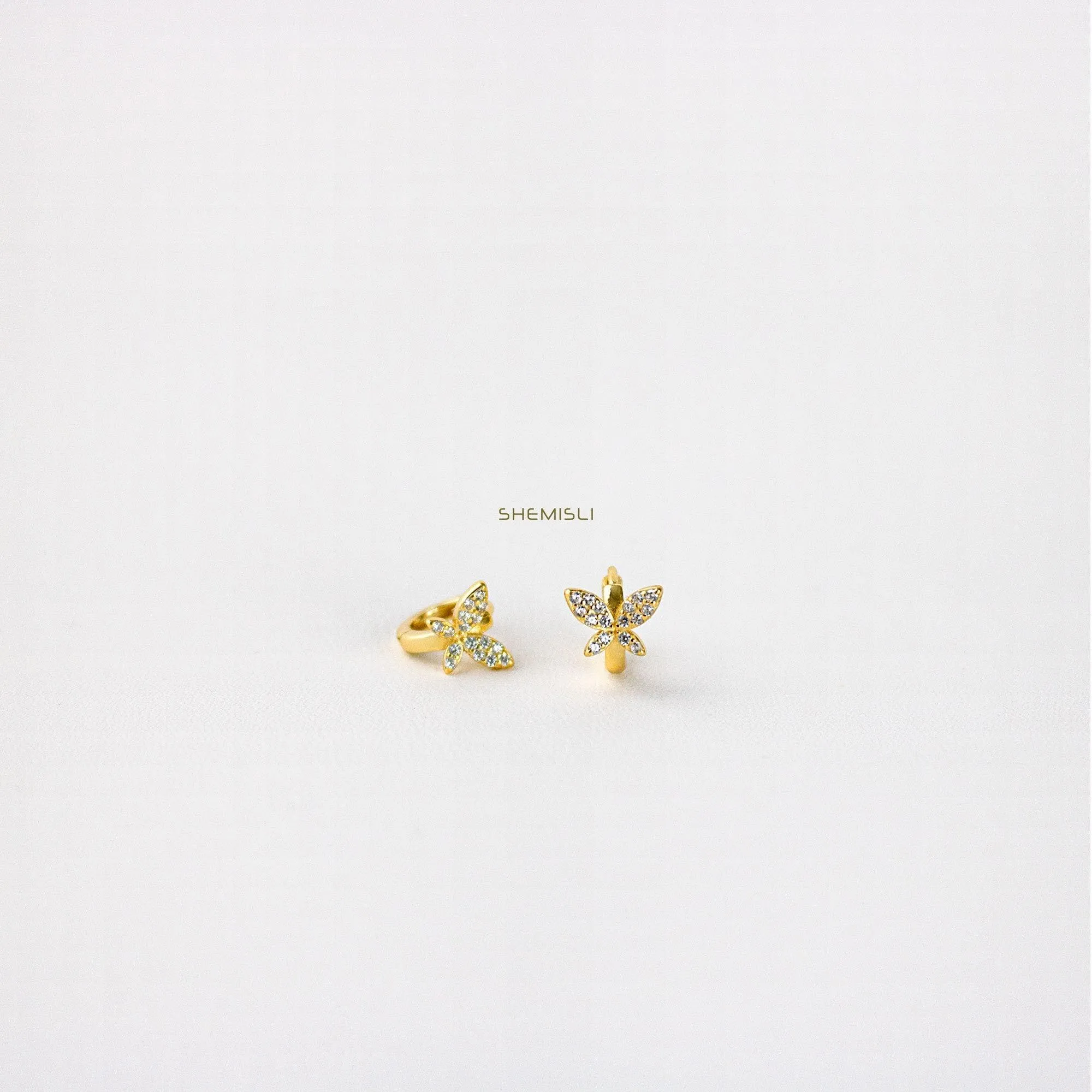 Butterfly CZ Helix Hoops, Gold, Silver SHEMISLI SH105