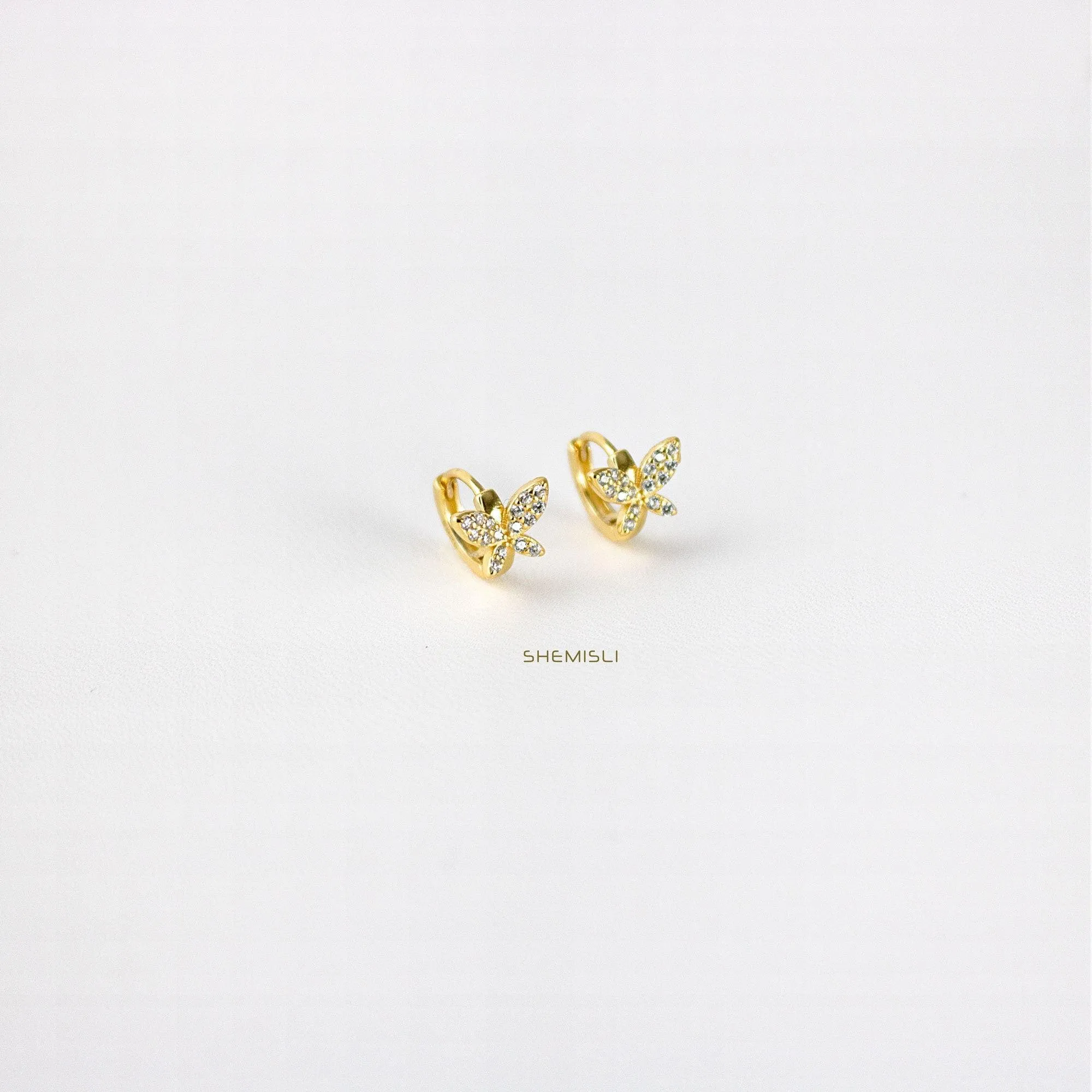 Butterfly CZ Helix Hoops, Gold, Silver SHEMISLI SH105
