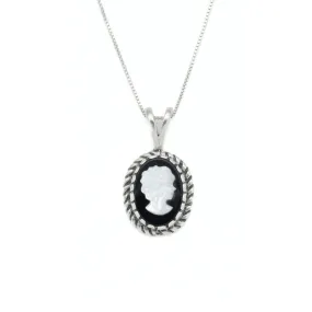 Cameo Pendant - Vintage Lady Necklace - Black Victorian Necklace