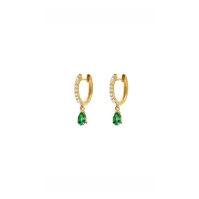 CARAT* London Sterling Silver & Emerald Leni Hoop Earring