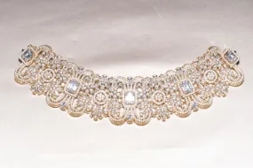Cerise Yellow Gold Choker and Jhumka Earring Set By Jaipur Rose Designer Modern Indian Jewelry