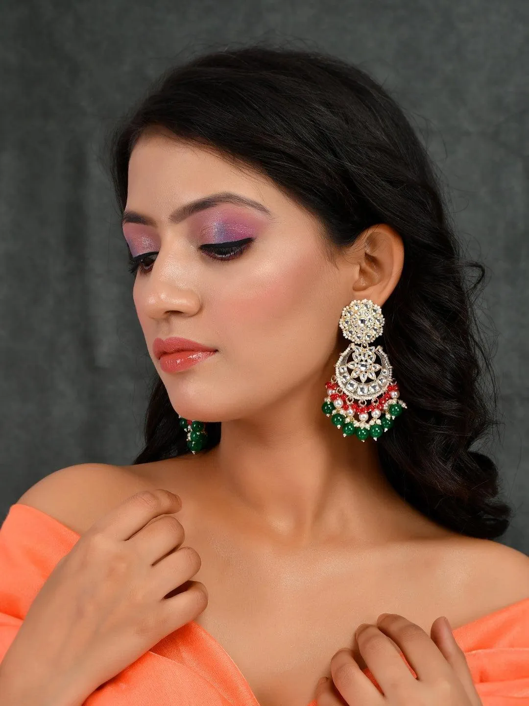 Chandbali Multicolor Kundan Earring