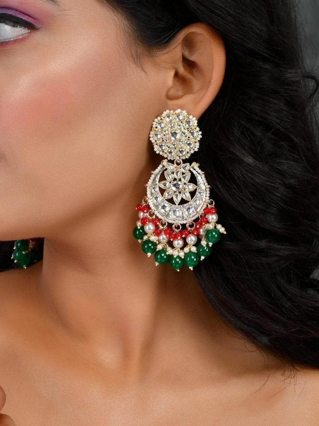 Chandbali Multicolor Kundan Earring