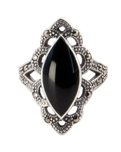 CLASSIC BLACK MARCASITE SILVER RING