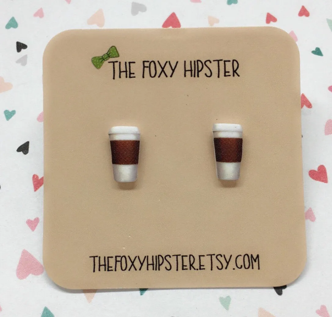 Coffee Cup Stud Earrings
