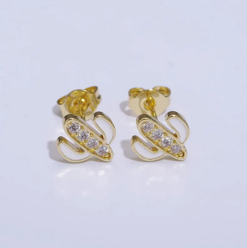 Colored Cactus Stud Earrings