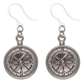 Compass Dangles Hypoallergenic Earrings for Sensitive Ears Made with Plastic Posts