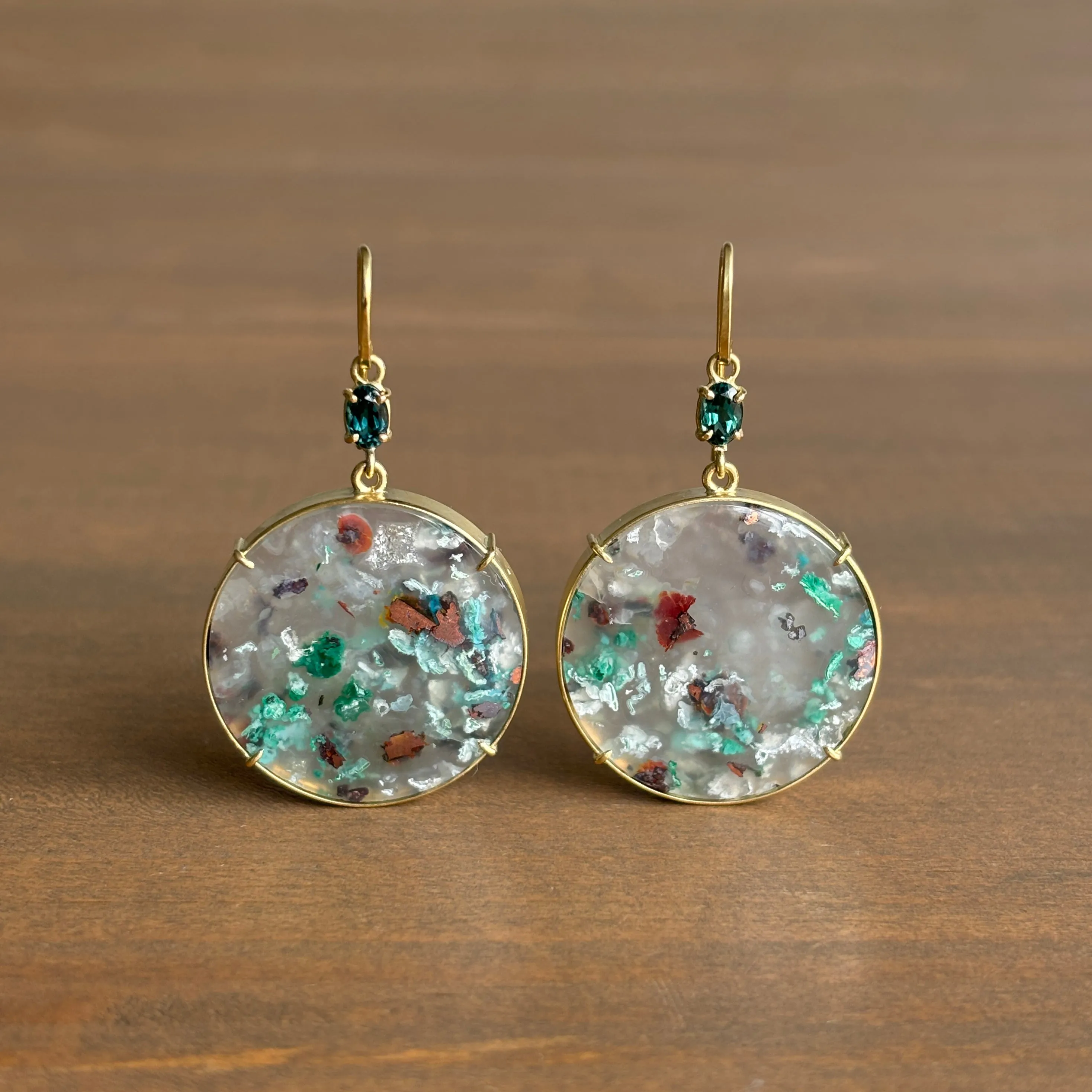 Confetti Chrysocolla & Tourmaline Earrings