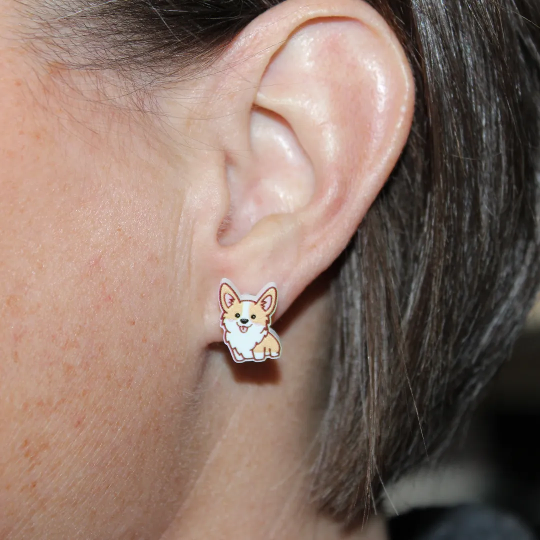 Corgi Studs Hypoallergenic Earrings for Sensitive Ears Made with Plastic Posts