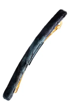 Covered Long & Skinny Barrette - Velvet