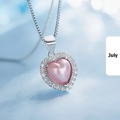 Crystal 925 Sterling Silver Women Pendant Heart Necklace