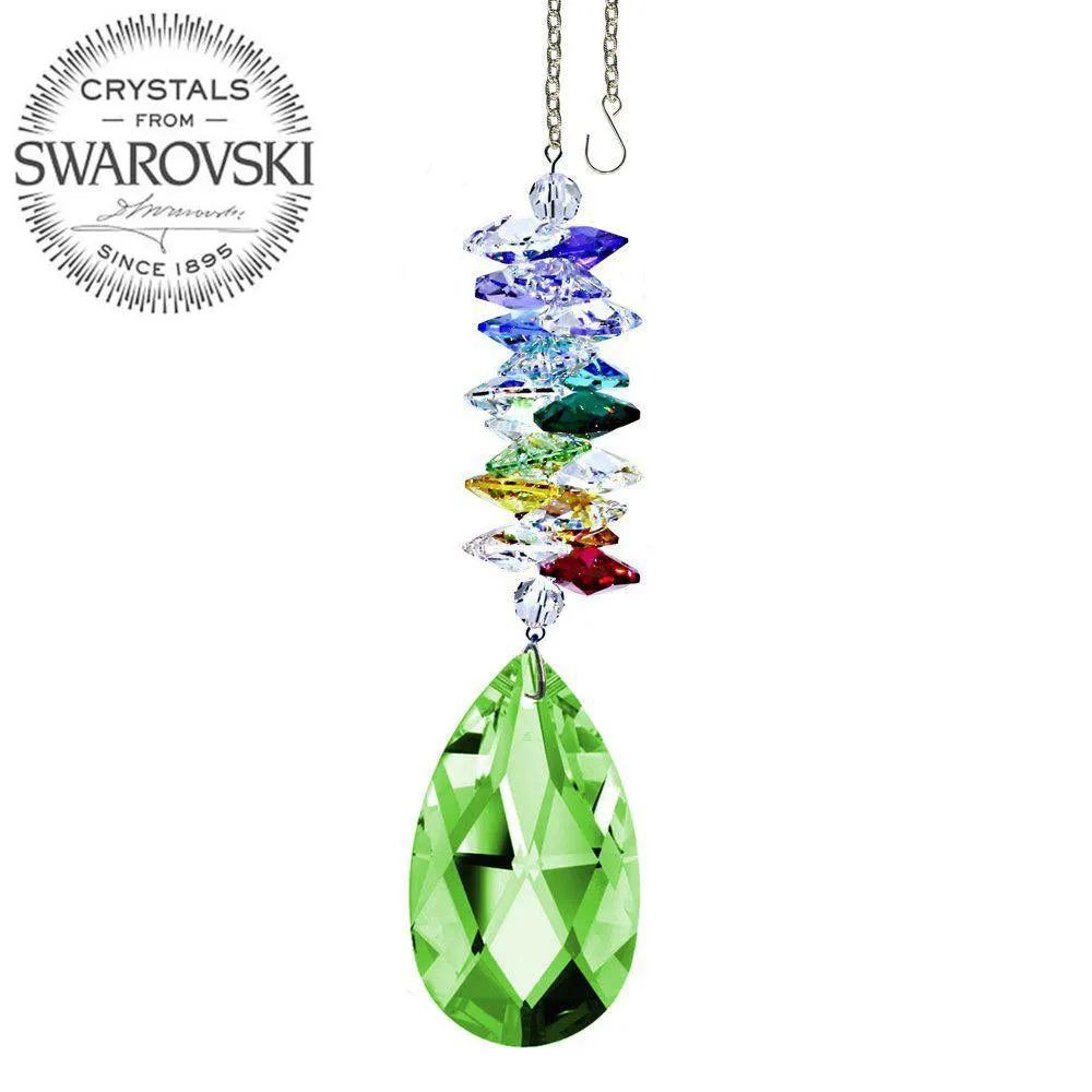 Crystal Ornament Light Peridot Crystal Almond Prism Colorful Swarovski Crystals 5-inch