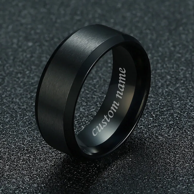 Custom Engraved Mens Titanium Ring