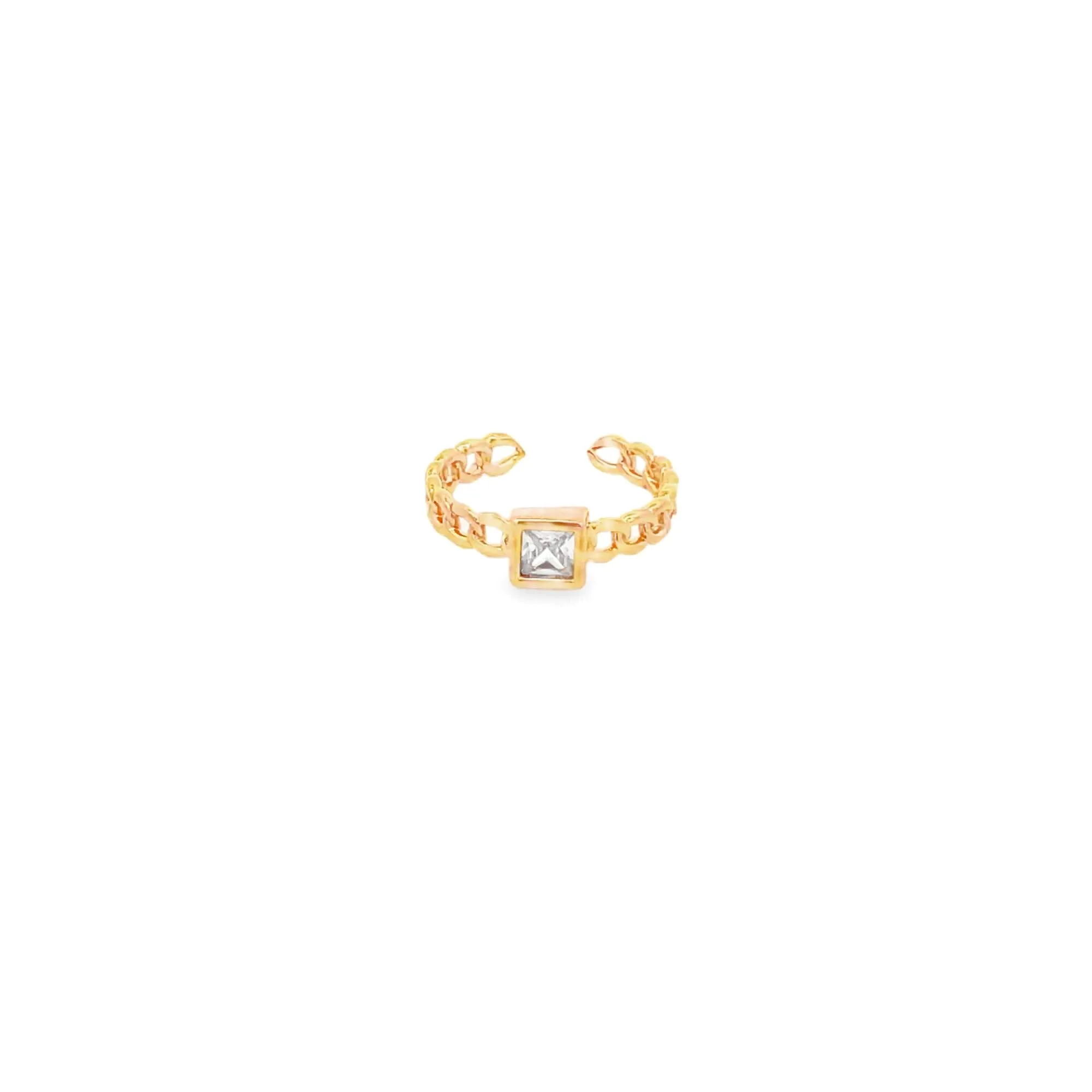 CZ Charm Cuban Curb Open Ring