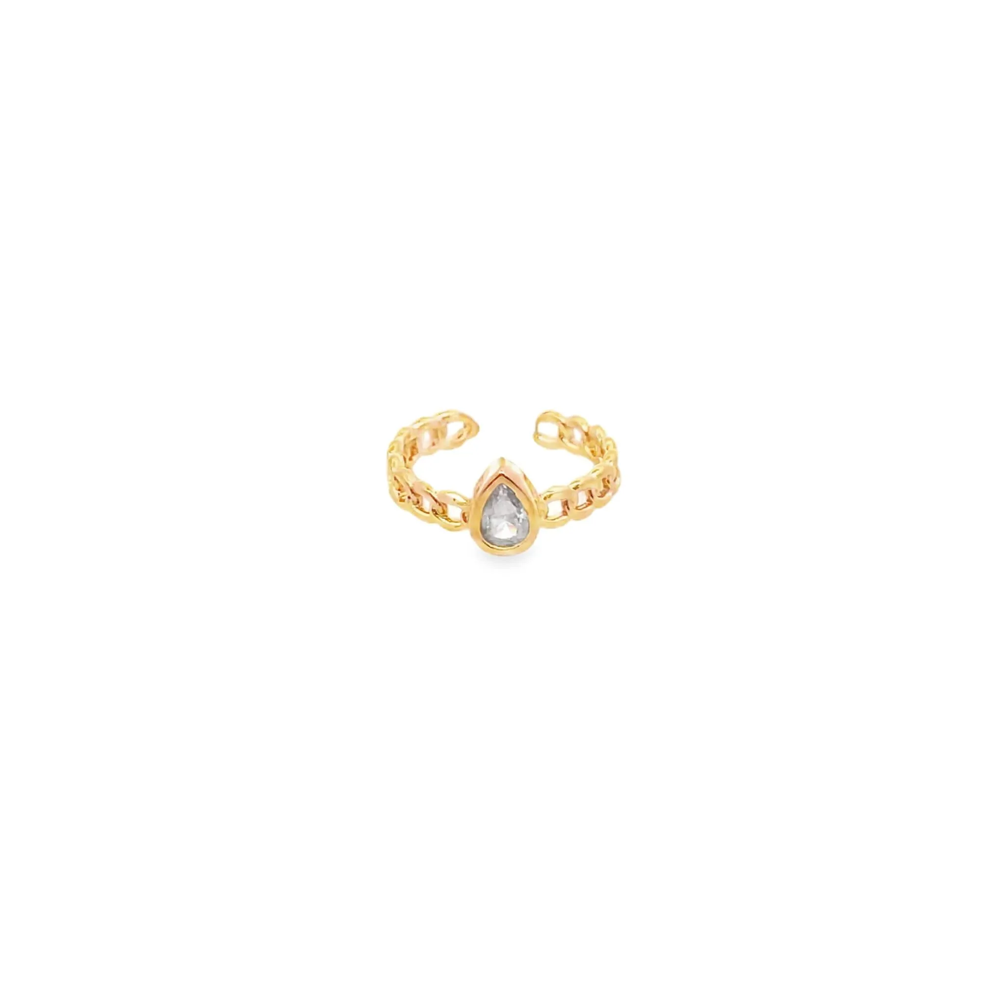 CZ Charm Cuban Curb Open Ring