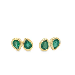 Dainty Double Emerald Stud Earrings