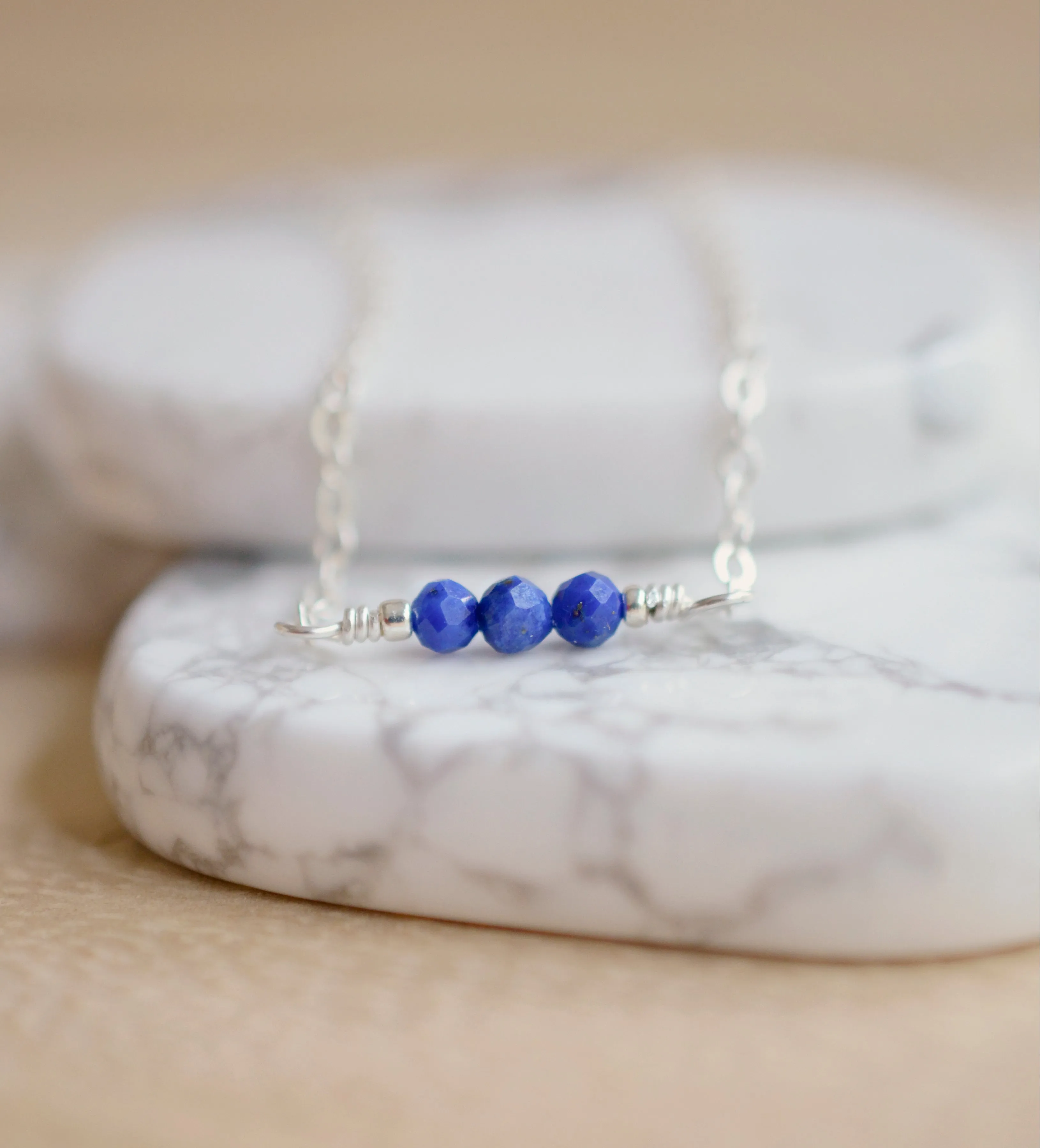 Dainty Genuine Lapis Lazuli Bar Necklace