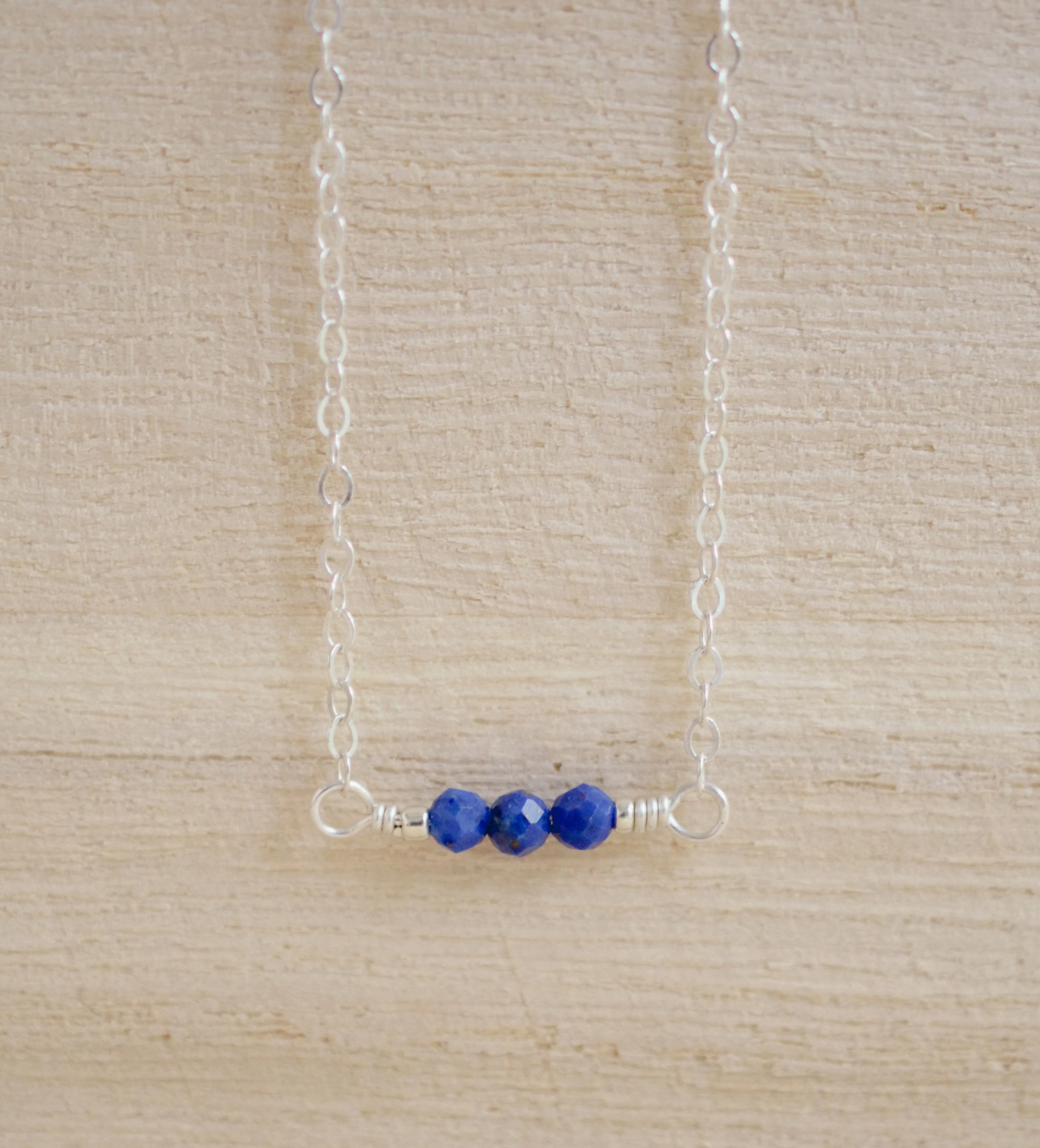 Dainty Genuine Lapis Lazuli Bar Necklace