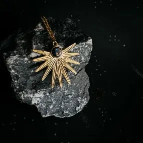 Dark Before the Dawn Sunburst Pendant Necklace