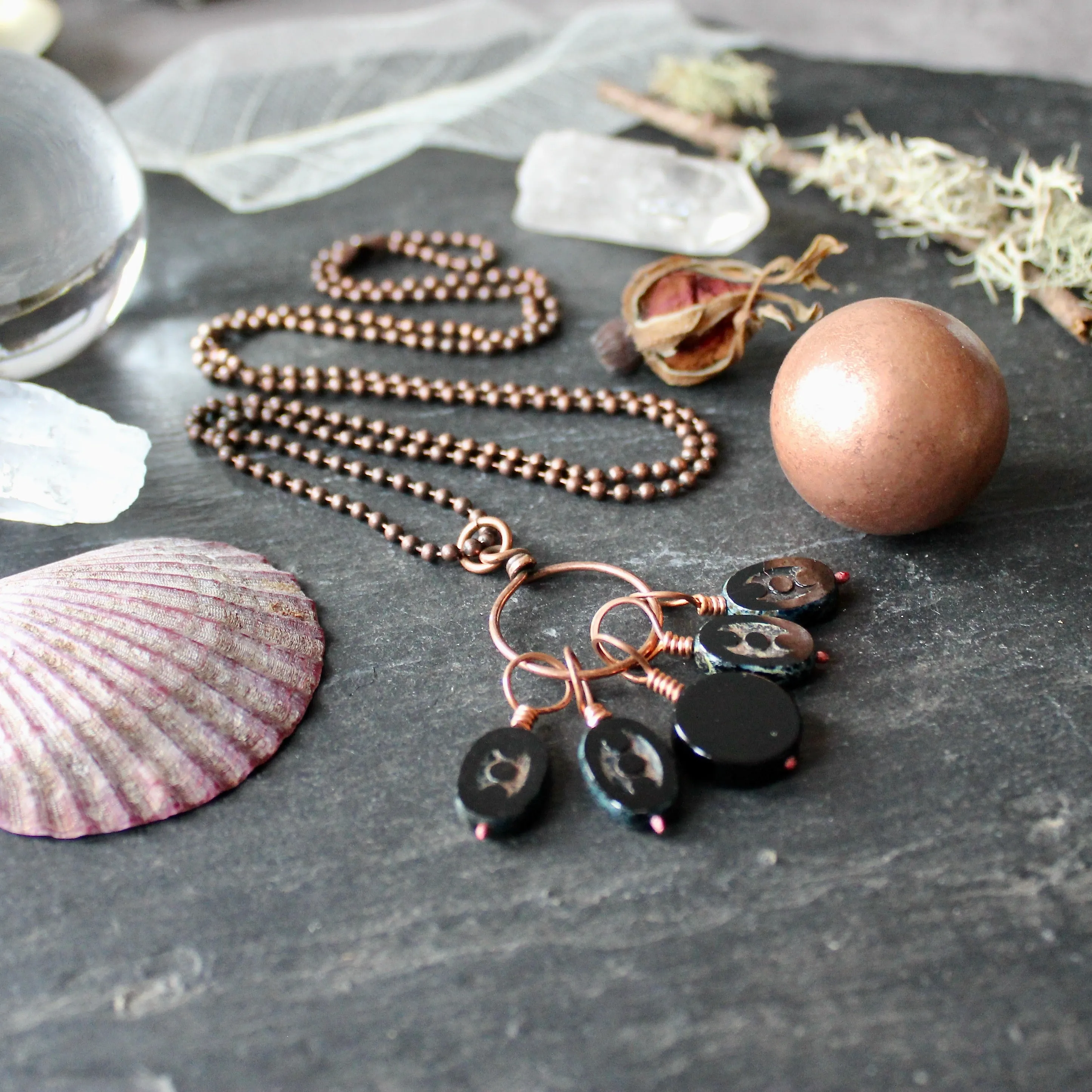 Dark Moon Stitch Marker Necklace