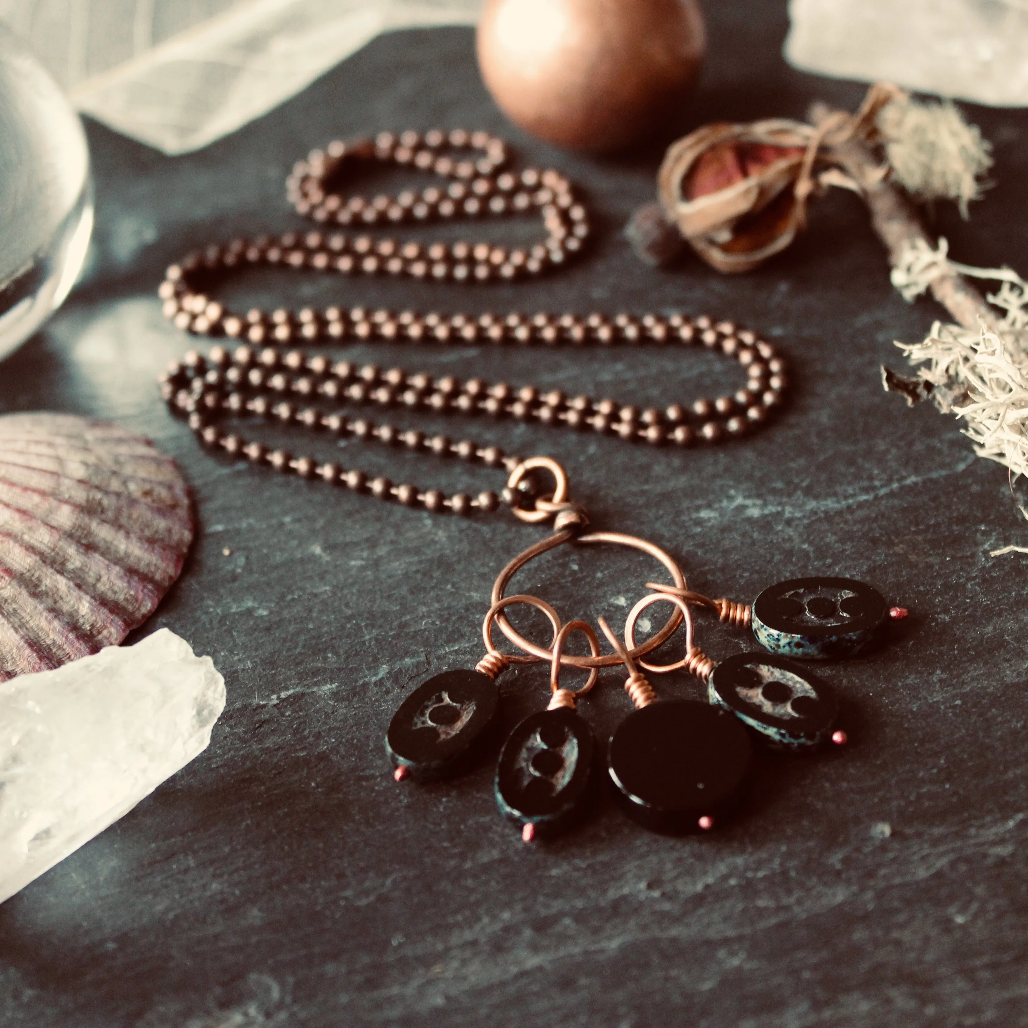 Dark Moon Stitch Marker Necklace