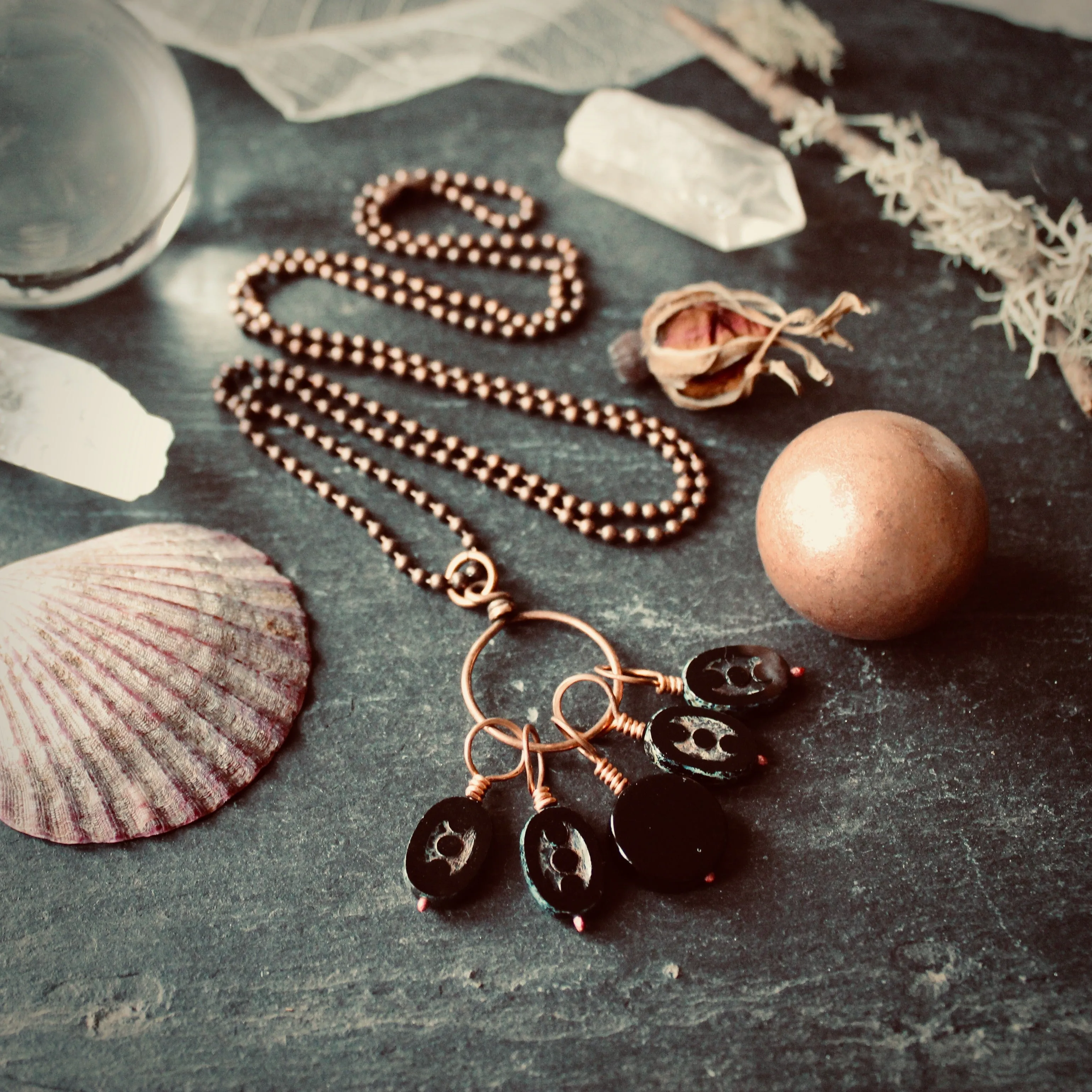 Dark Moon Stitch Marker Necklace