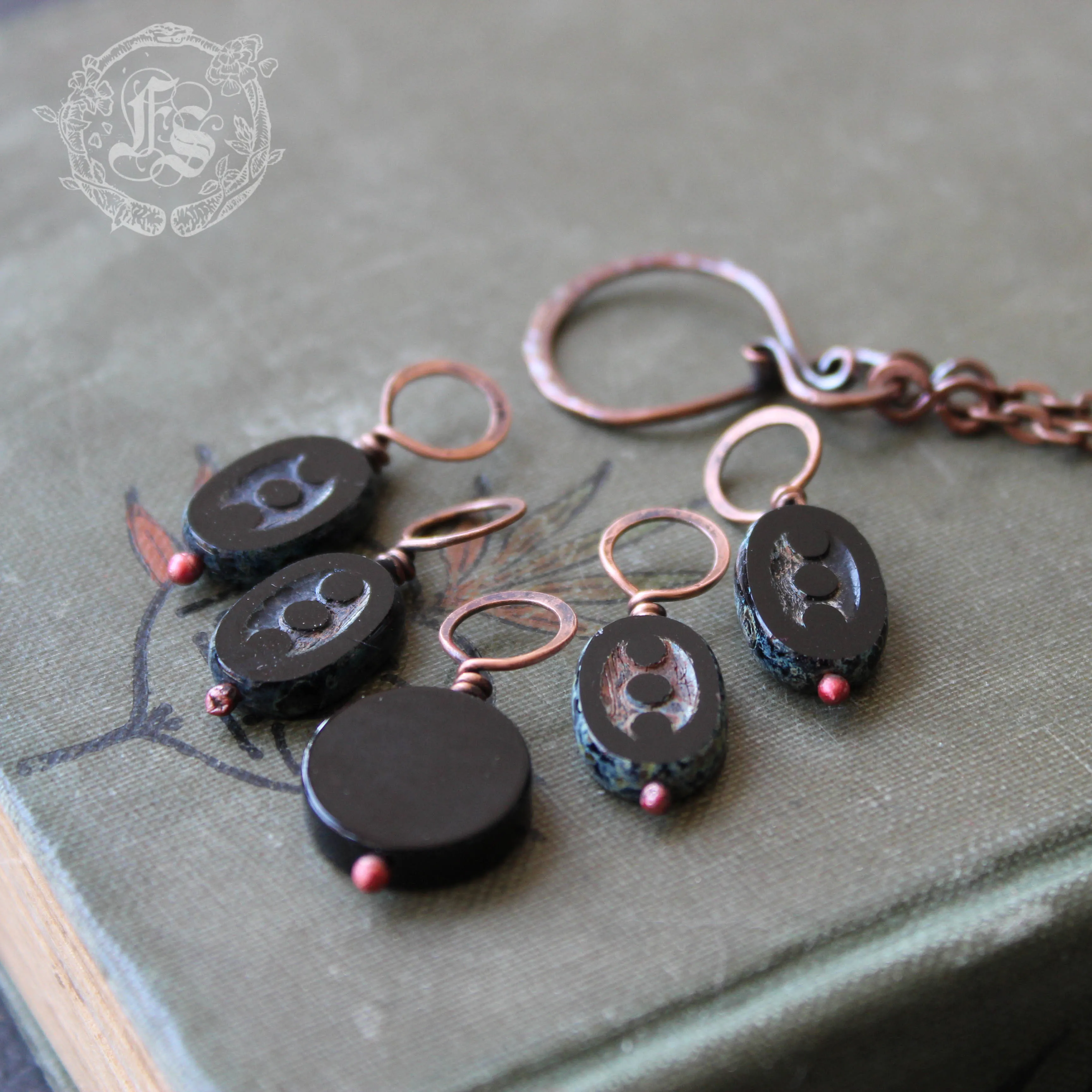 Dark Moon Stitch Marker Necklace