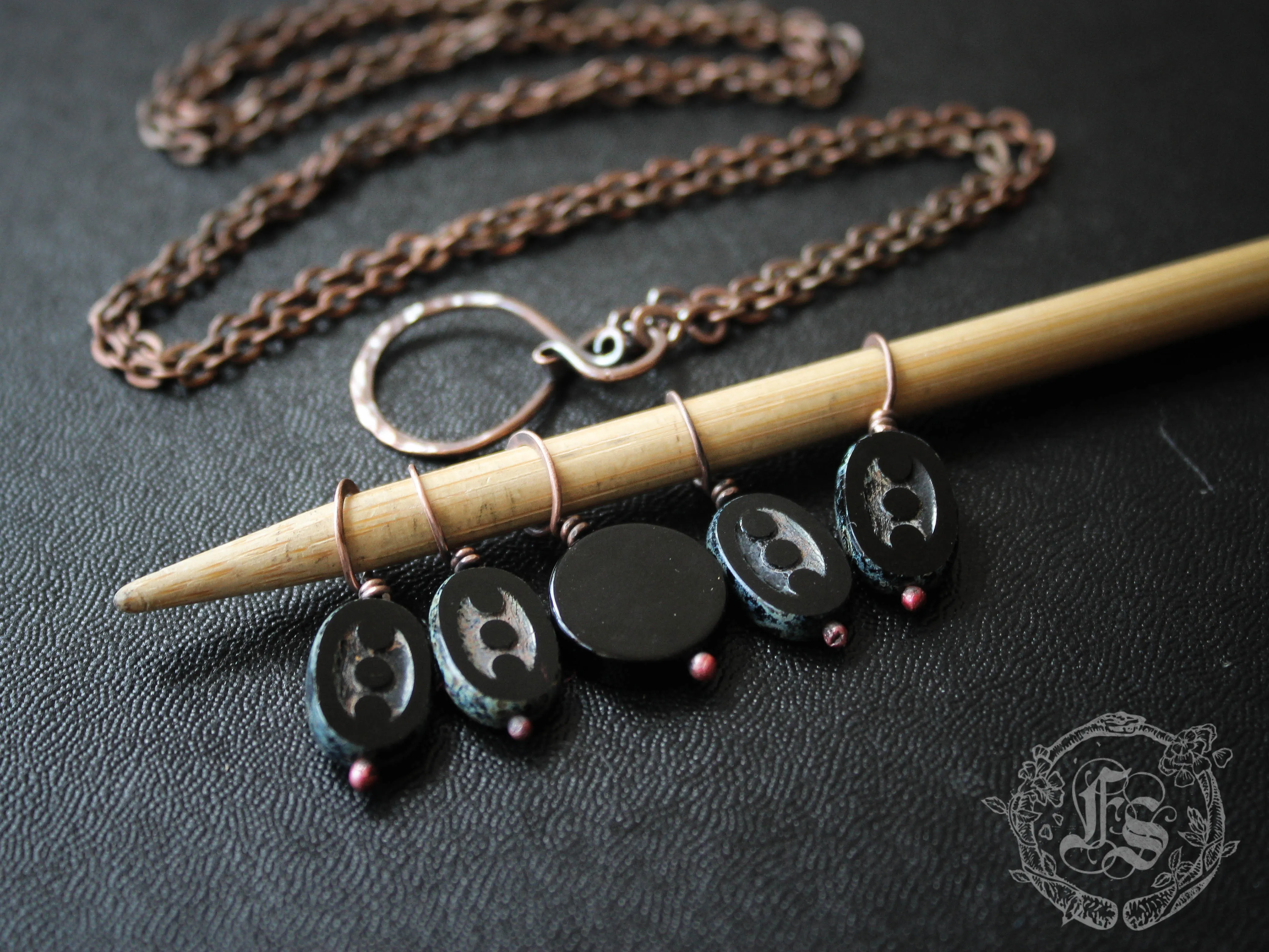 Dark Moon Stitch Marker Necklace