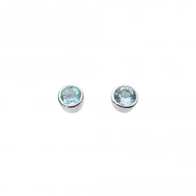 Dew Sterling Silver Small Round Blue Topaz Stud Earrings 3006BT