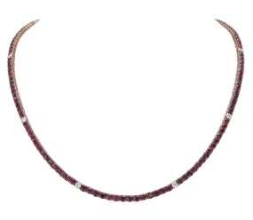 Diamond & Ruby Tennis Riviera Statement Necklace 10.98ct t.w.