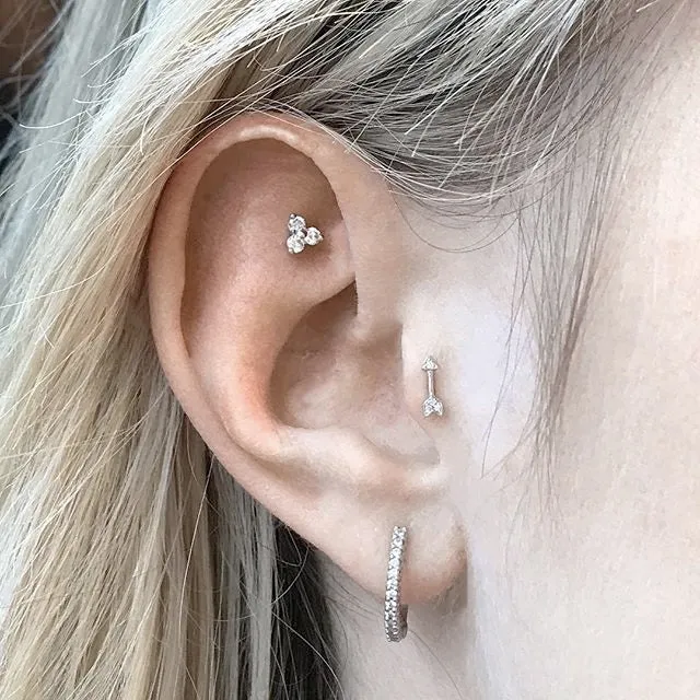 Diamond Arrow Earring by Maria Tash in 14K Gold. Butterfly Stud.