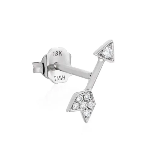 Diamond Arrow Earring by Maria Tash in 14K White Gold. Butterfly Stud.