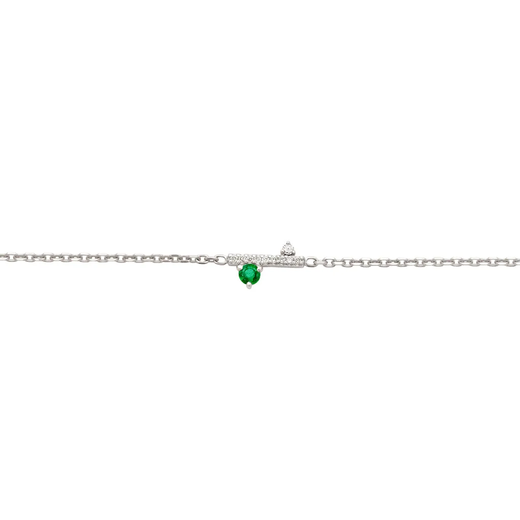 Diamond Dusted Meridian Bracelet - 14k Gold, Emerald, & White Diamond