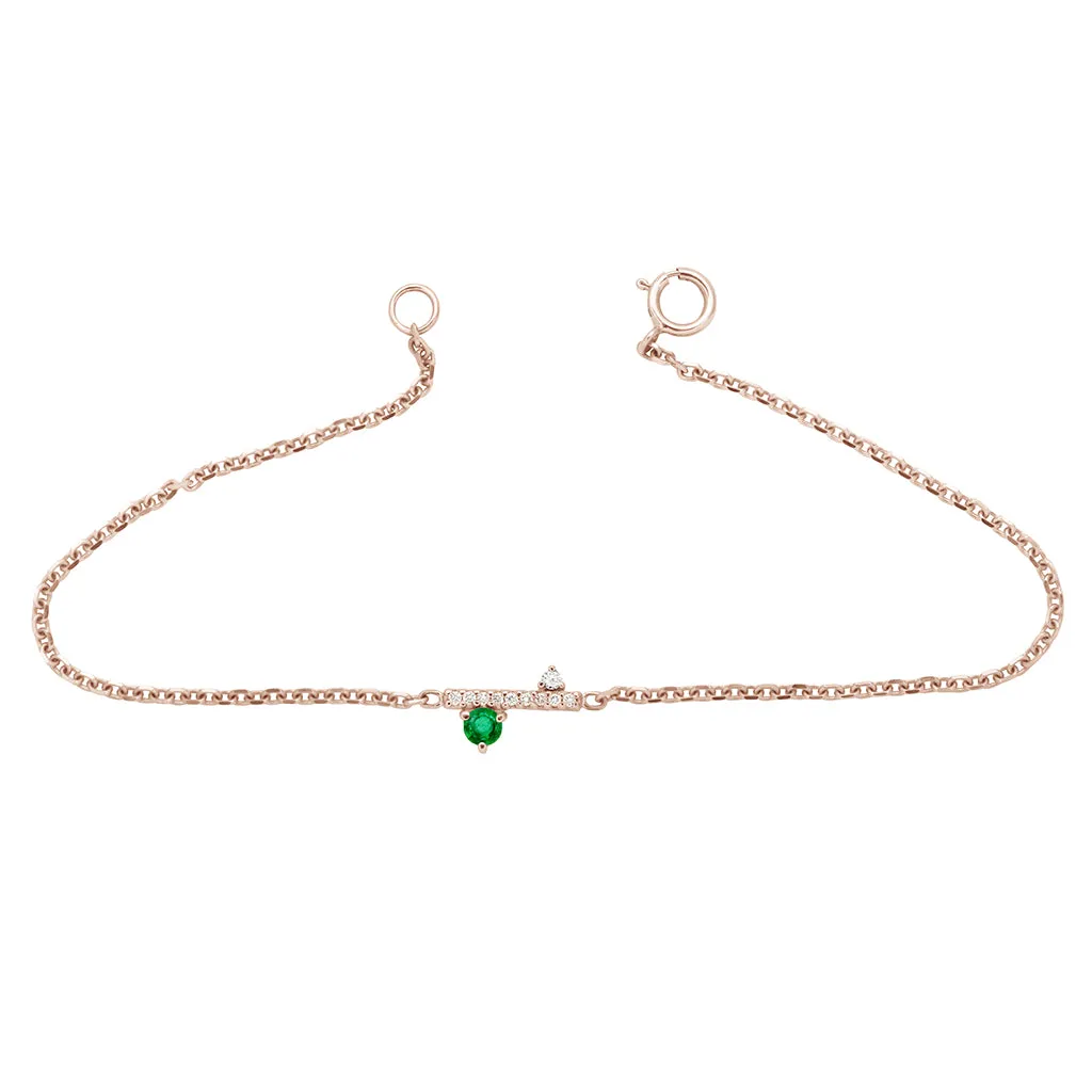Diamond Dusted Meridian Bracelet - 14k Gold, Emerald, & White Diamond