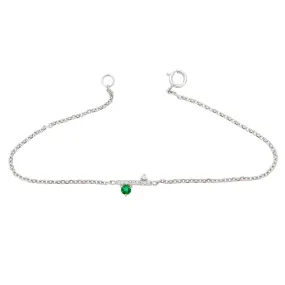 Diamond Dusted Meridian Bracelet - 14k Gold, Emerald, & White Diamond