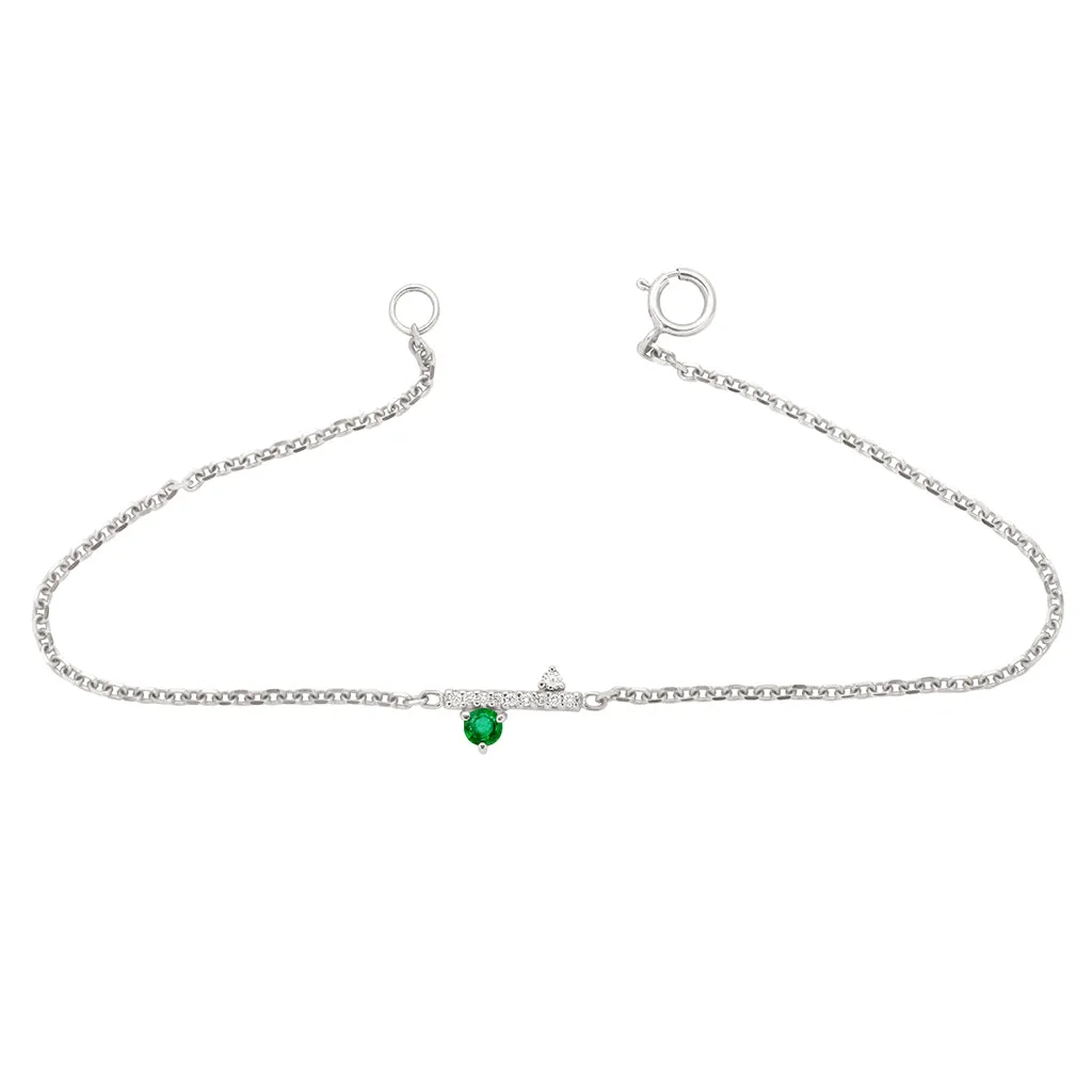 Diamond Dusted Meridian Bracelet - 14k Gold, Emerald, & White Diamond