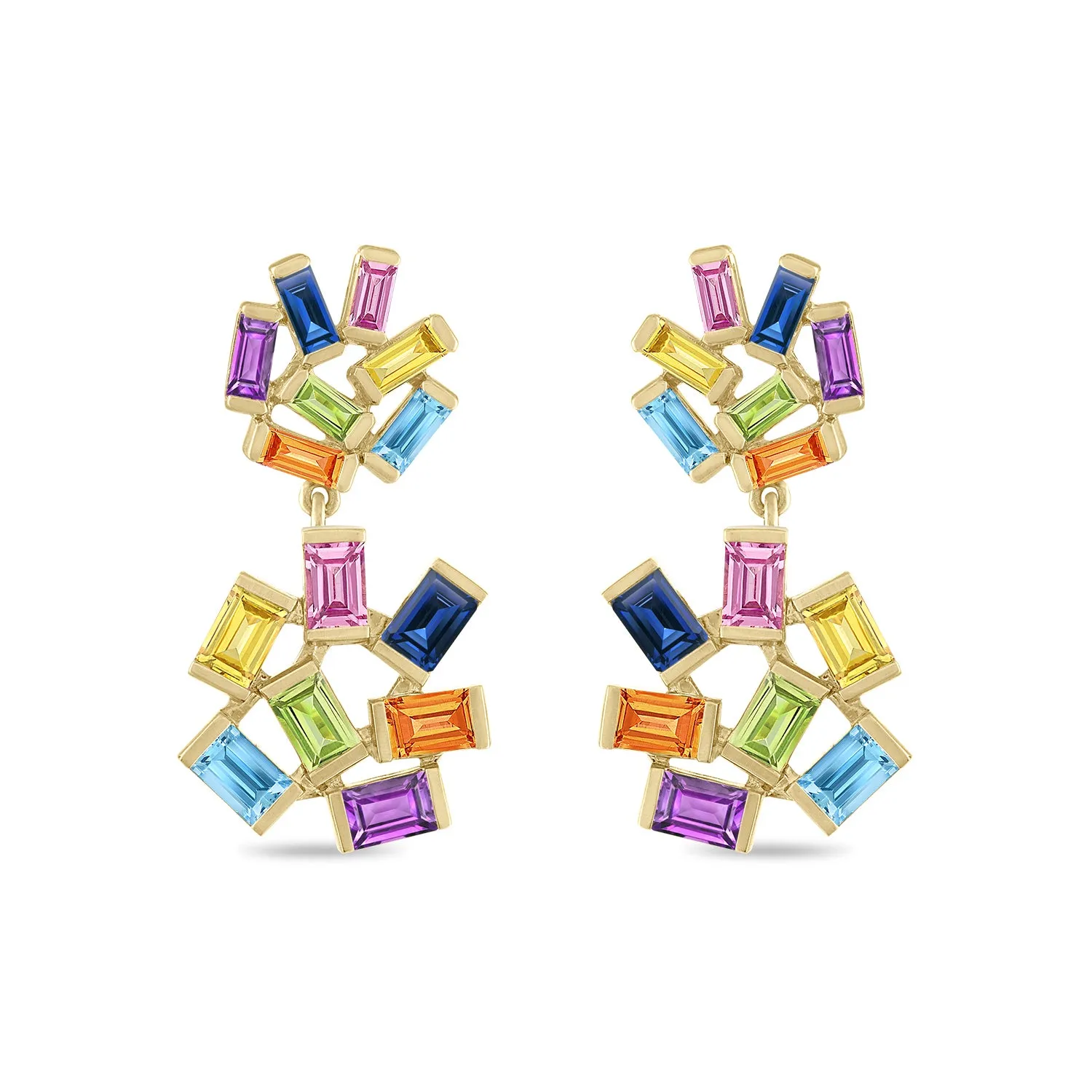 Double Jubilation Earrings: Rainbow Gemstone