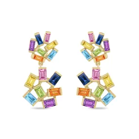 Double Jubilation Earrings: Rainbow Gemstone