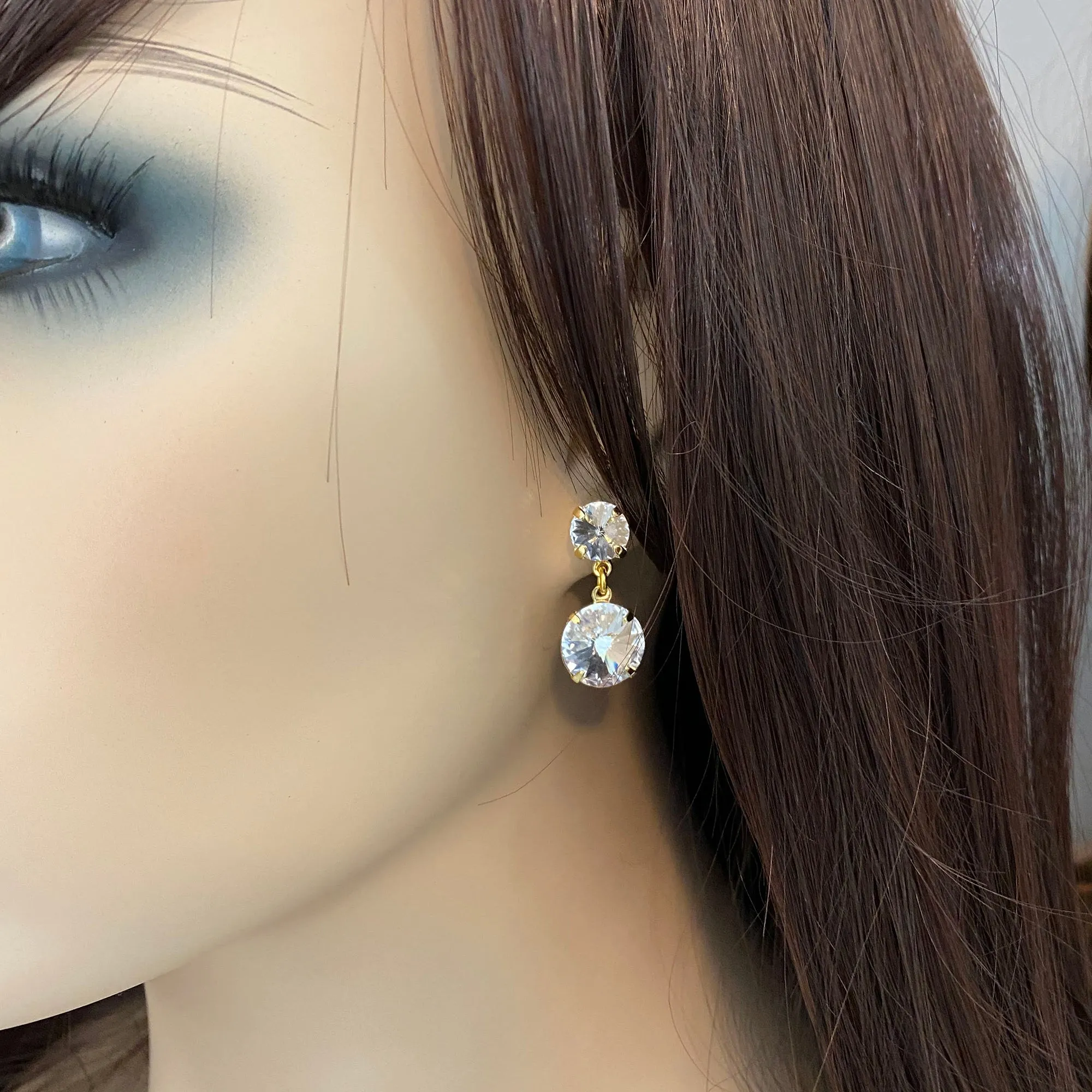 Double Peak Post Drop Earrings