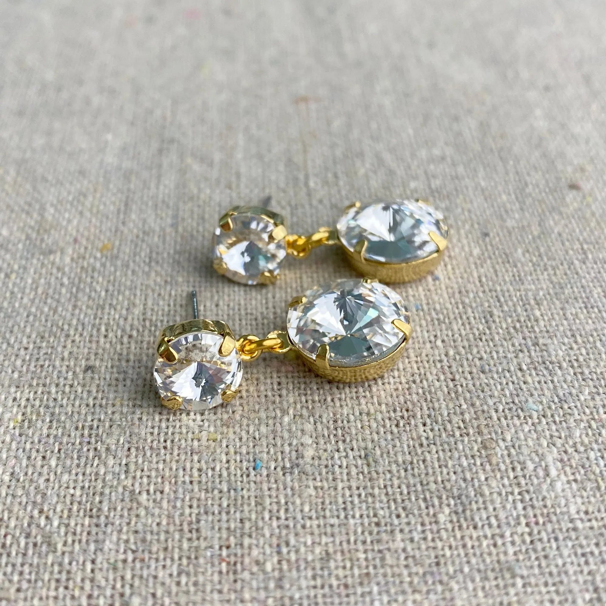 Double Peak Post Drop Earrings