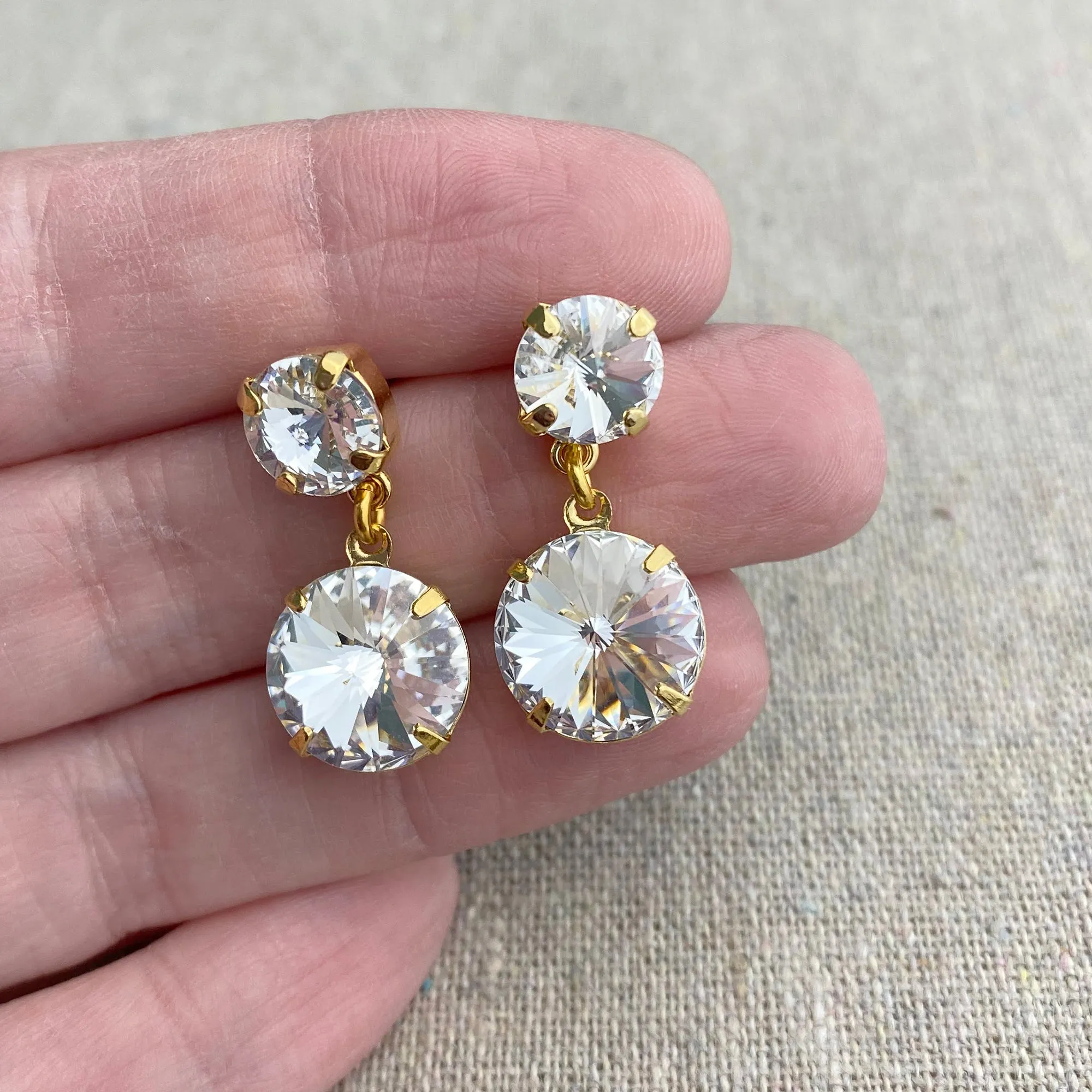 Double Peak Post Drop Earrings