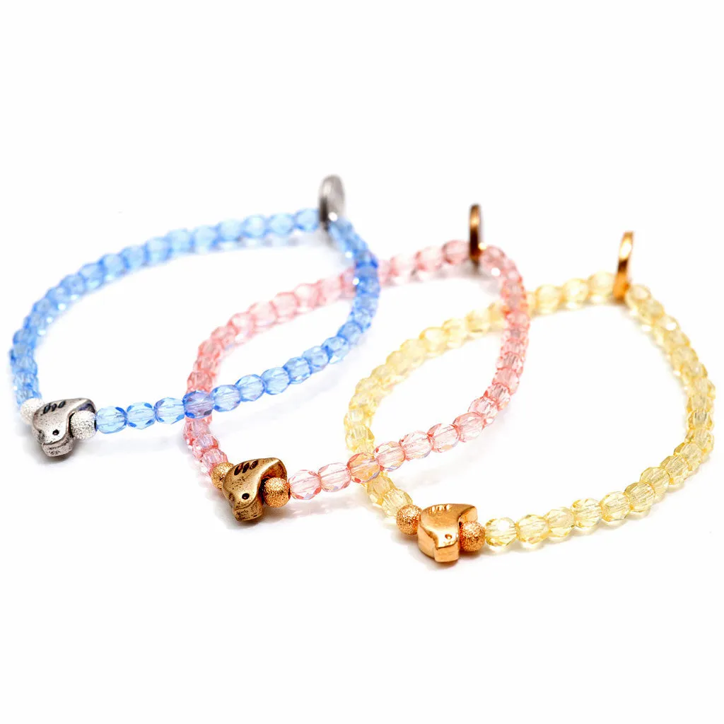 Dove Charm Faceted Glass Bead Bracelet