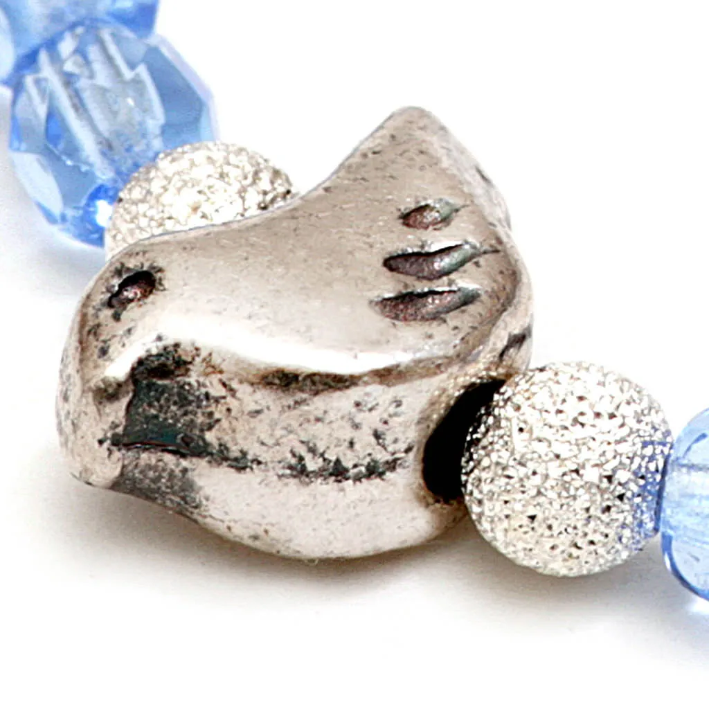 Dove Charm Faceted Glass Bead Bracelet