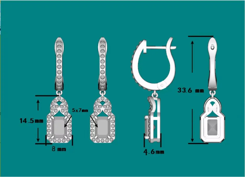 Doveggs emerald moissanite drop earrings for women