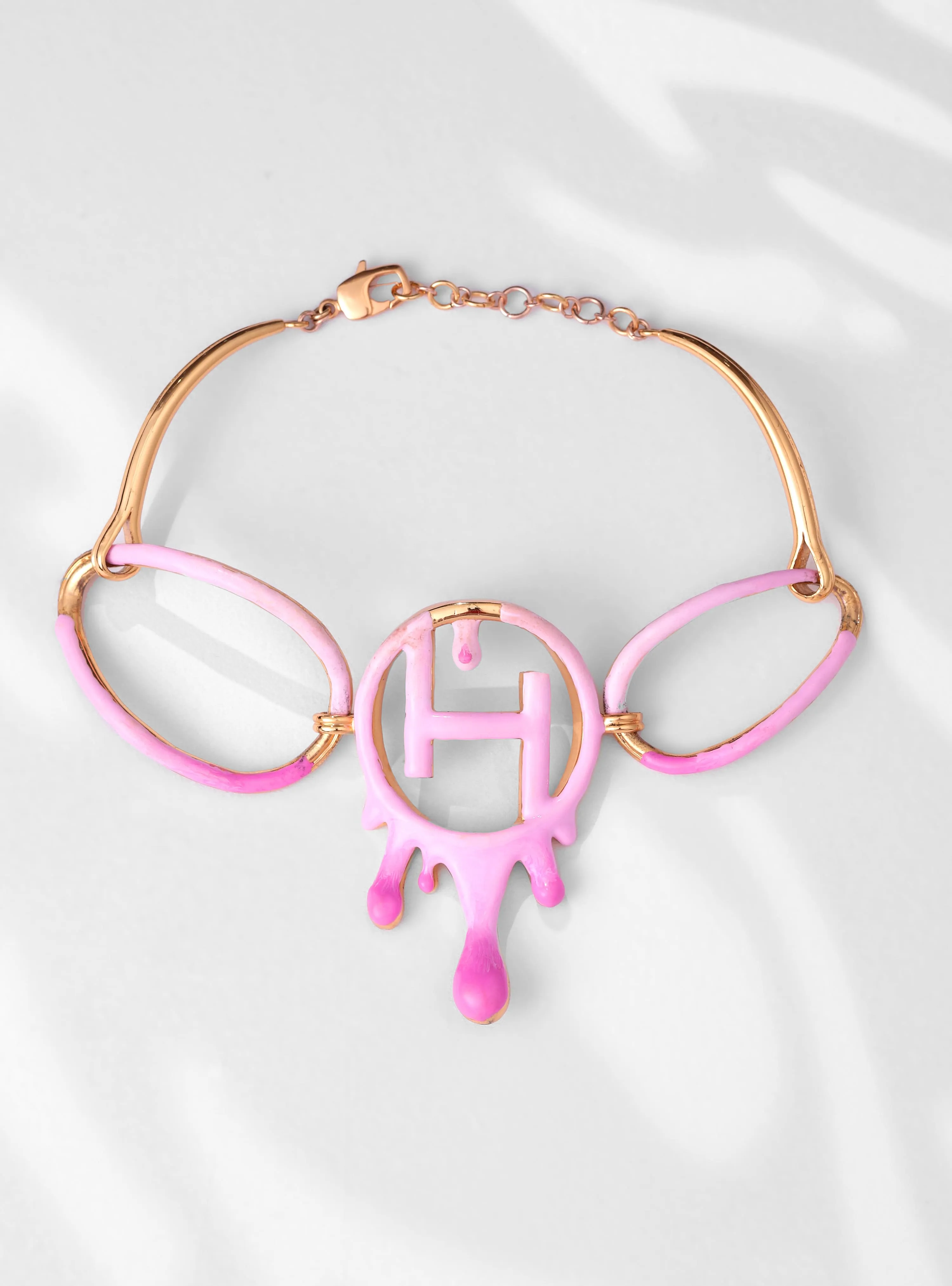 Drip OH Link Choker In Bubblegum Pink