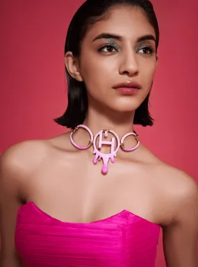 Drip OH Link Choker In Bubblegum Pink