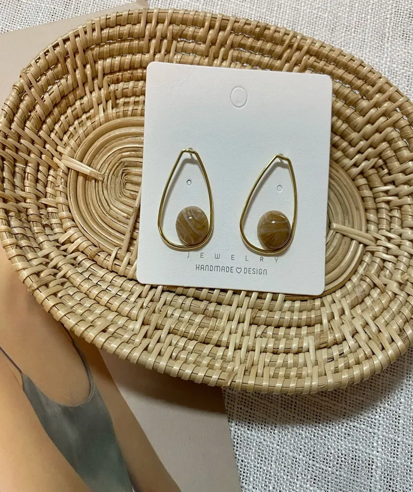 Drop Stud Earrings Dangle Tiger Eye Like