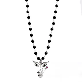 Durga Pendant With Black Onyx Chain (Silver Small)